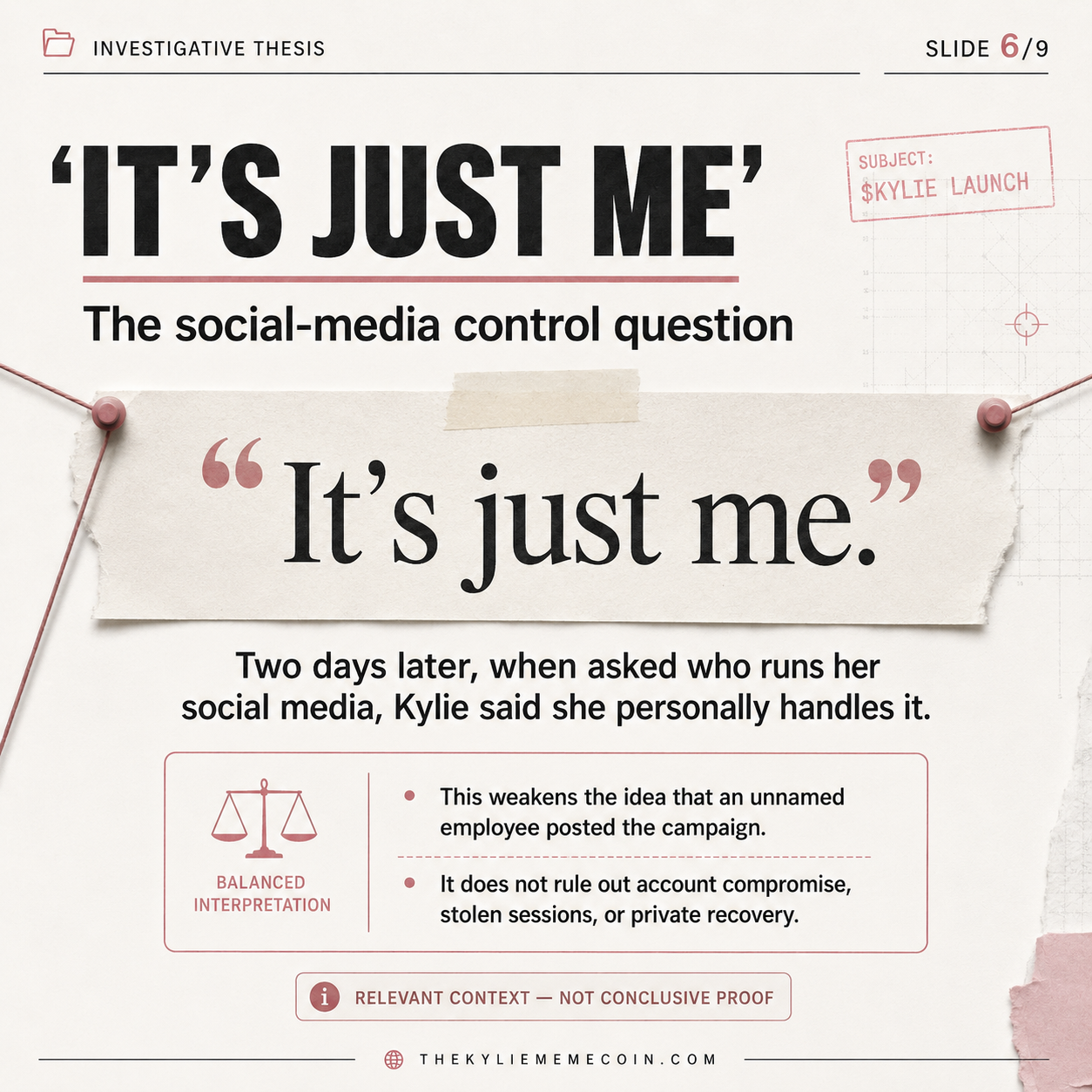 KYLIE thesis summary slide 6 of 9: It's just me