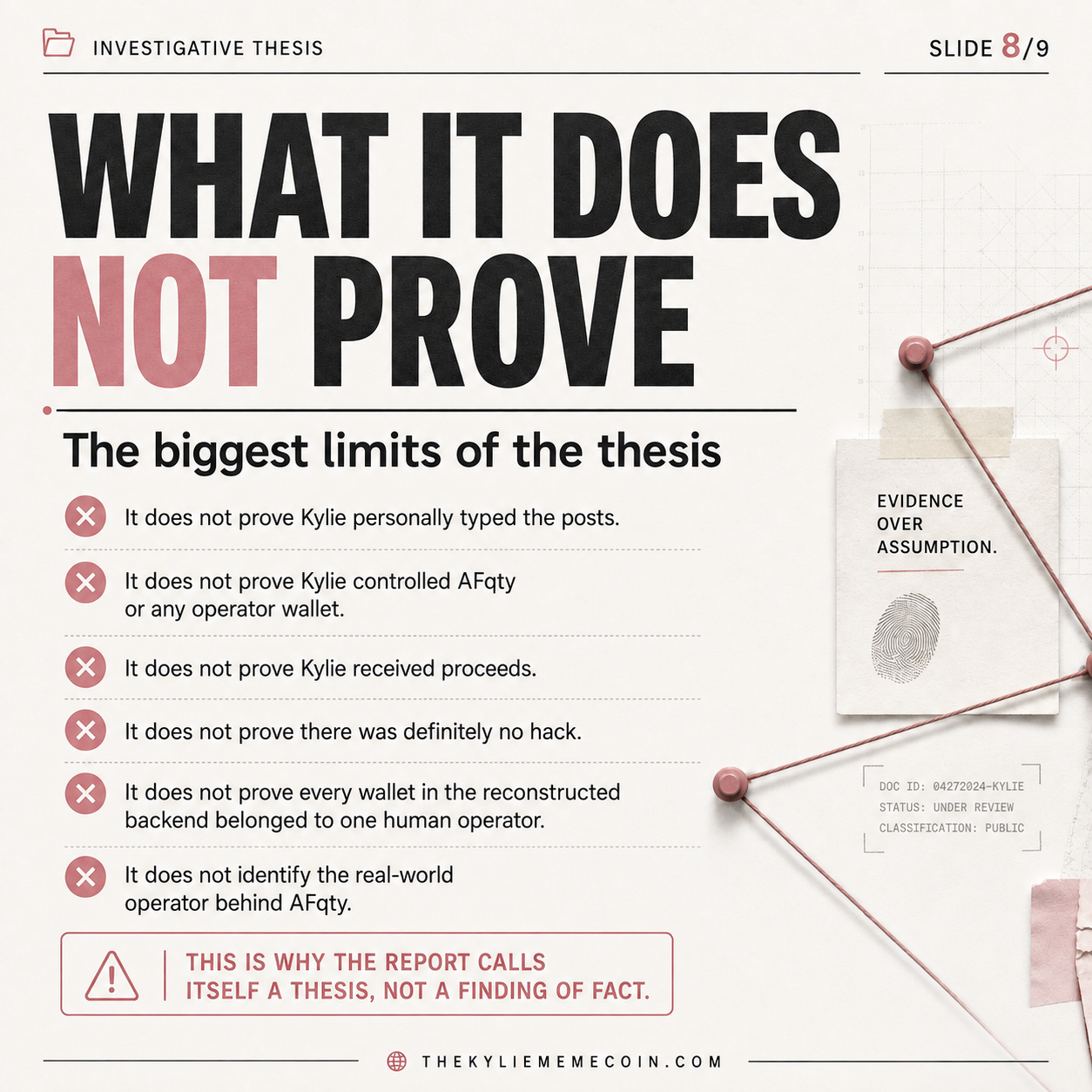 KYLIE thesis summary slide 8 of 9: What it does not prove