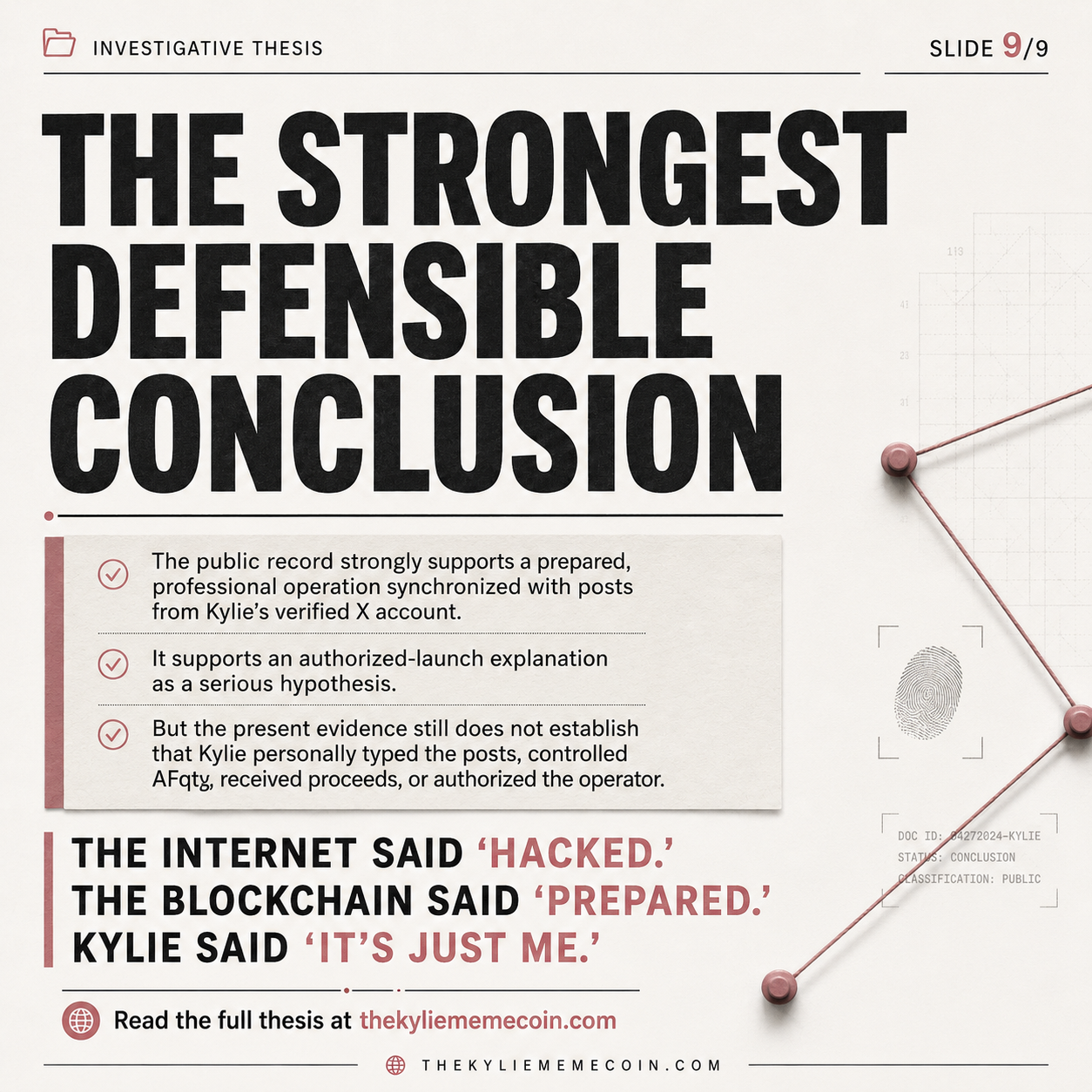 KYLIE thesis summary slide 9 of 9: Strongest defensible conclusion